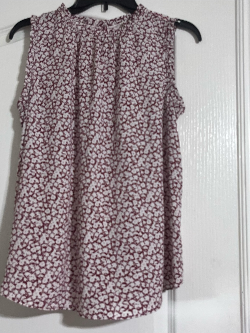 NWOT  LOFT Sleeveless A-Line Skirt in Maroon and White Floral Size M